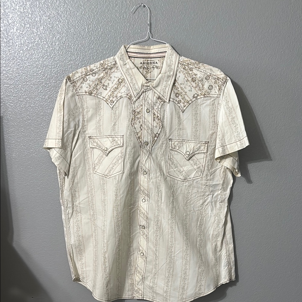 Arizona Jean Company Cream Western Shirt pearl snap